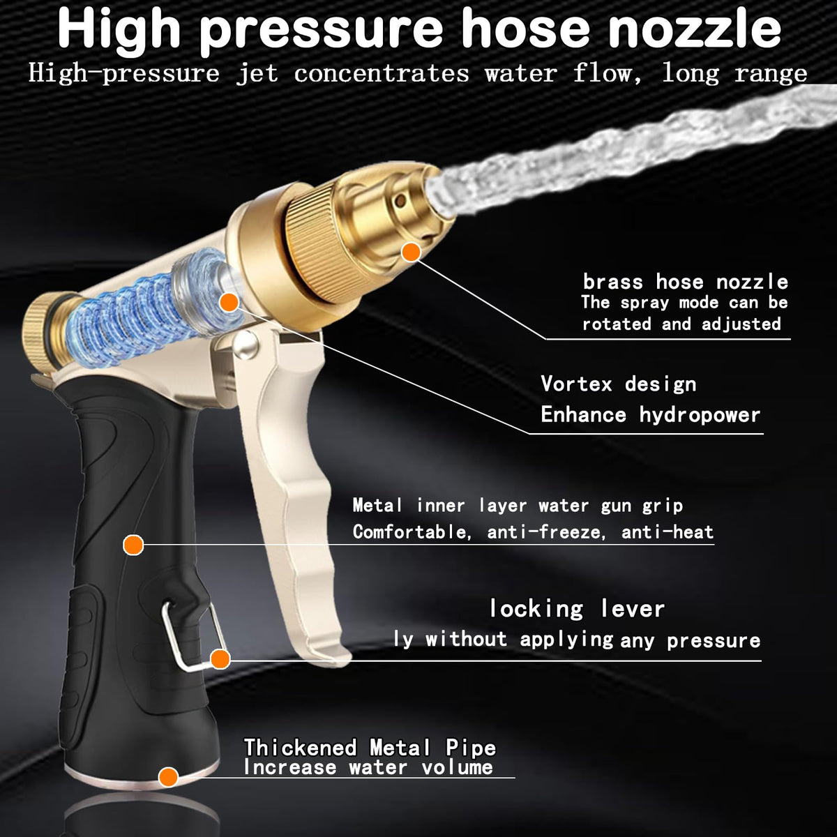 Jet stream high pressure mode on VNEIRSHAH nozzle for tough cleaning outside