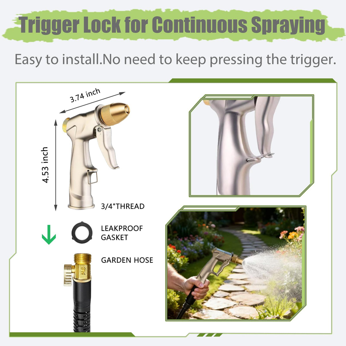 VNEIRSHAH nozzle handles garden, car washing, patios, and pet baths.