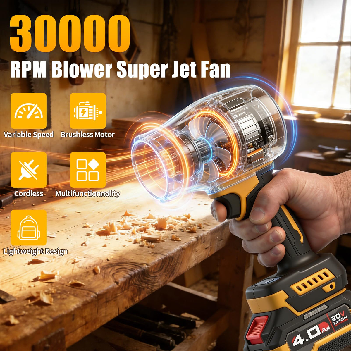 Vniissok cordless blower with two batteries for uninterrupted outdoor work.
