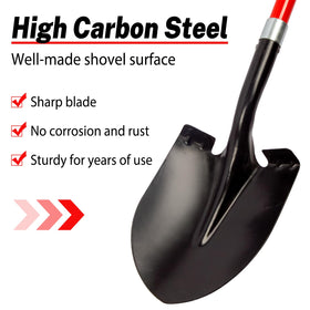 56-inch round blade with fiberglass handle for extended reach