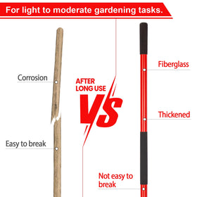 Fiberglass handle grip area providing secure hold when wet