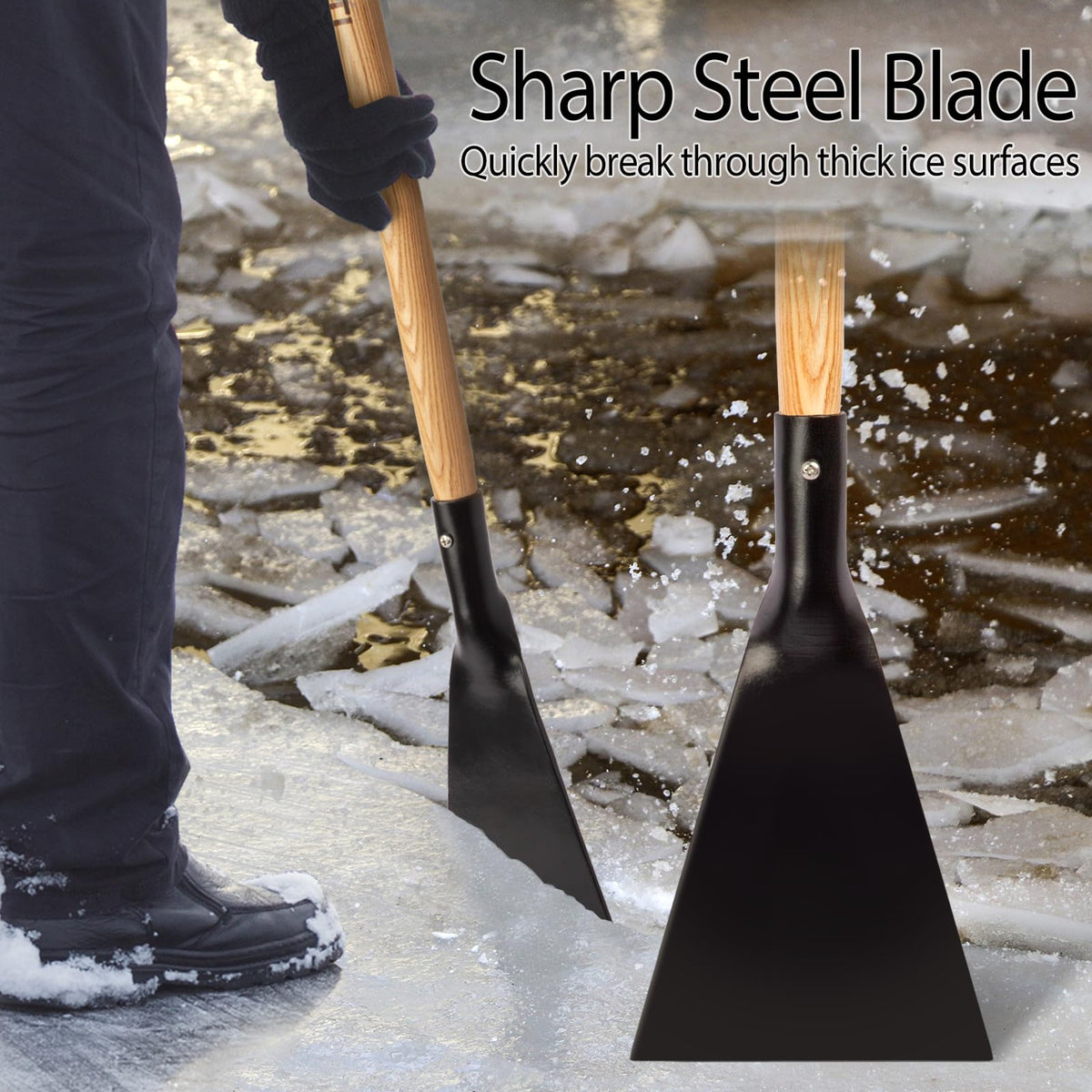 VNIMTI Ice Chopper 7-inch blade cleaves thick ice with efficiency.