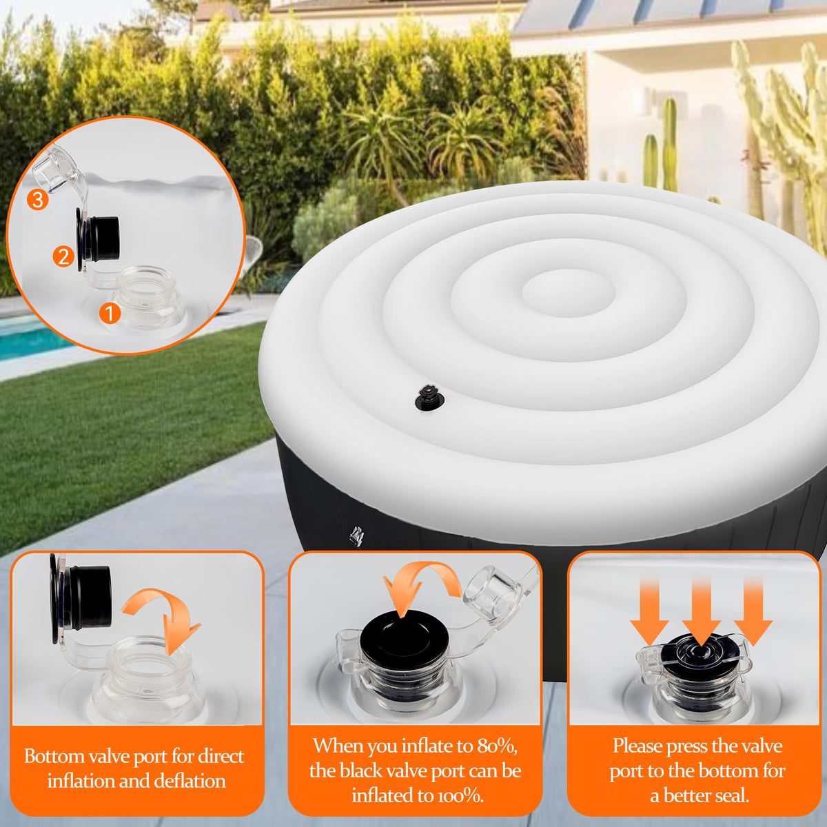 VniYors rainproof hot tub cover keeps moisture out for cleaner, more enjoyable sessions.