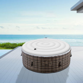 VniYors stylish shield enhances the look of any outdoor spa area.