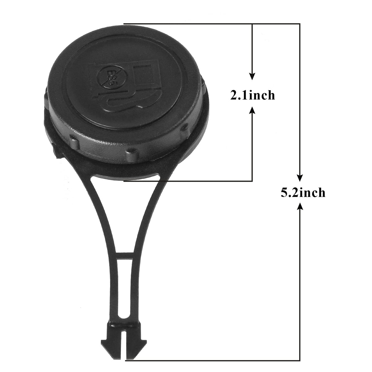 VOBRAMY fuel cap with tether attached for secure mower use