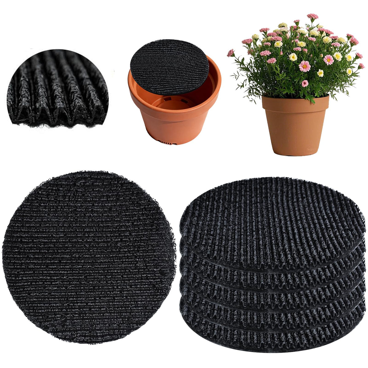 Voccos 3pcs 12-inch round drainage discs protect soil while ensuring clean drainage.