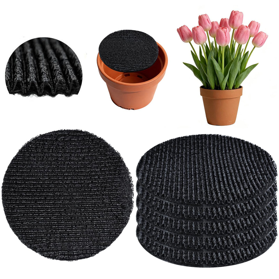 Voccos 6.3-inch drainage disc pack in pot prevents soil loss and leaks.