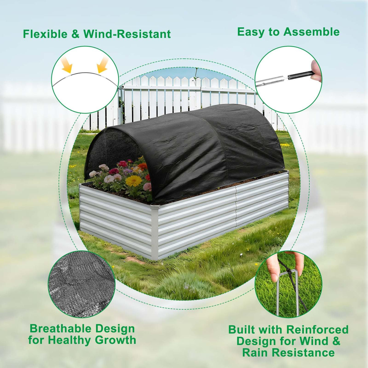 Voccos 7mm foldable fiberglass poles resisting wind and easy to assemble