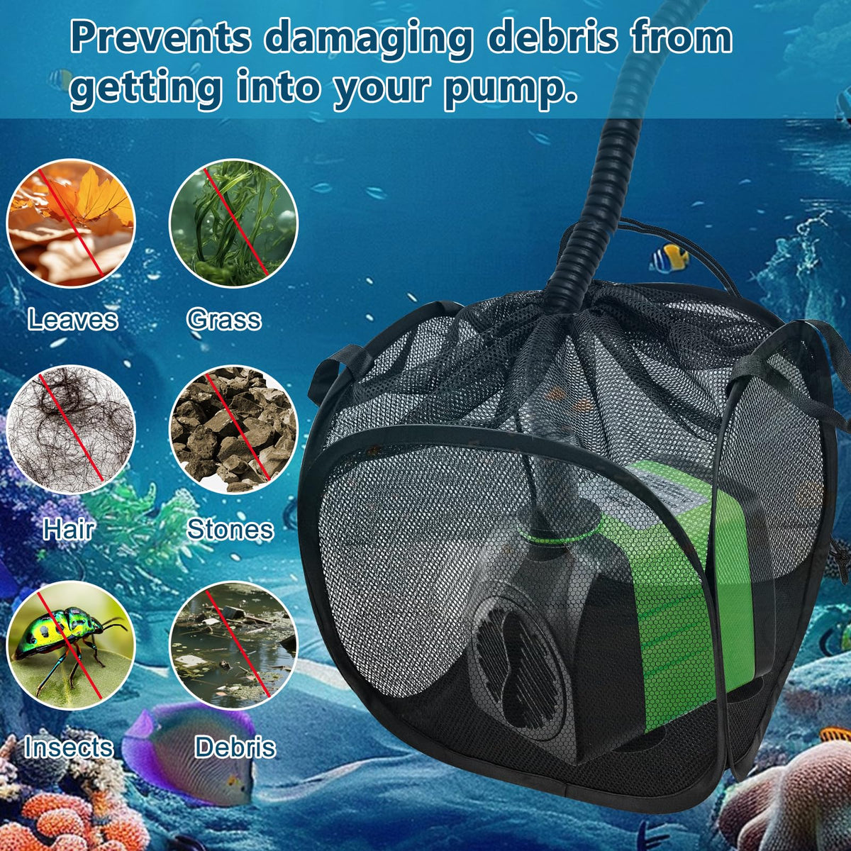 Voccos 7x7x7-inch pond filter bag fits many pumps