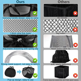 Voccos anti-clog mesh pond basket blocks debris while maintaining water flow