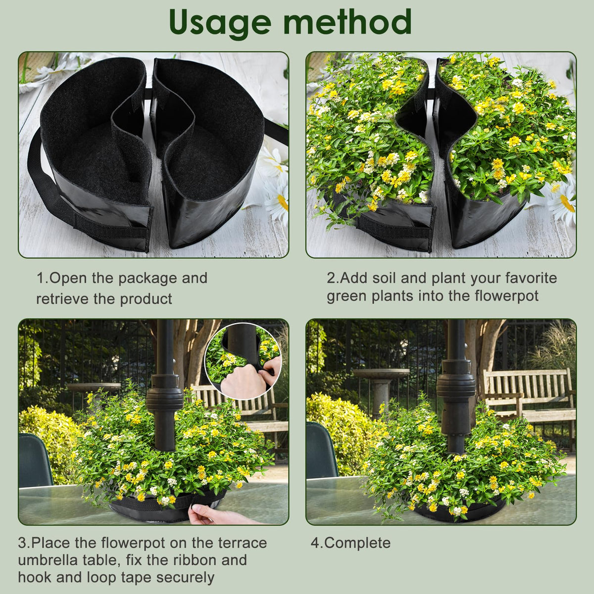 Voccos black planter houses succulents and herbs for versatile outdoor decor.