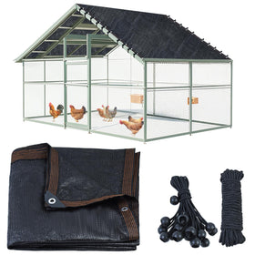 Voccos chicken coop cover shade in 11.5x6.6 ft size for cooler poultry.