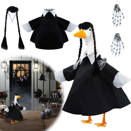 Voccos Halloween goose dress on porch adds eerie charm to outdoor decor