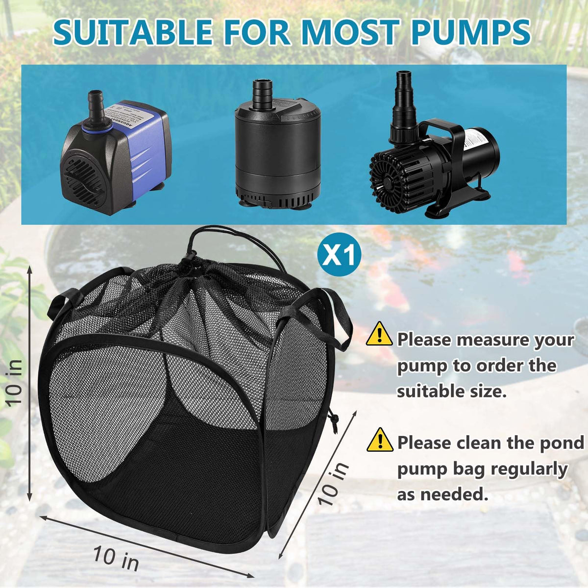 Voccos metal-frame pond filter basket keeps its shape to prevent clogging