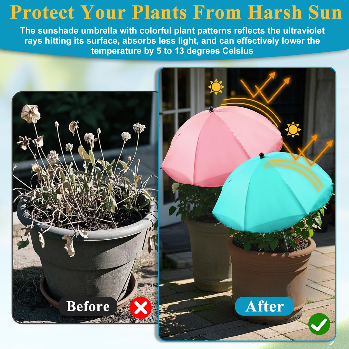Voccos outdoor sun shade with rainproof polyester fabric for gardens