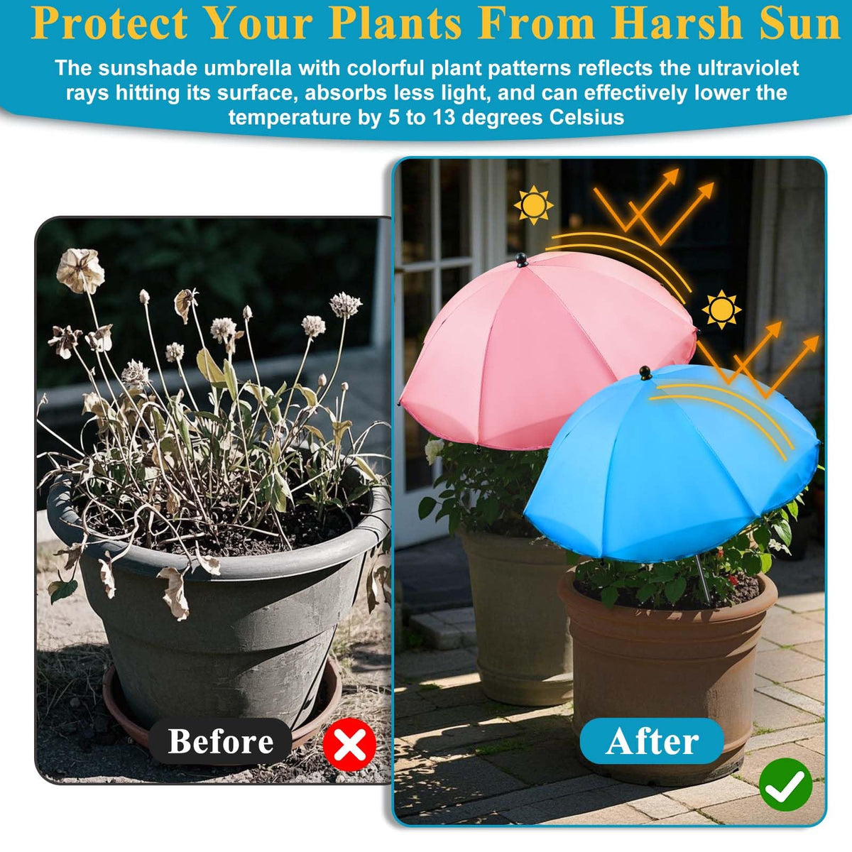Voccos plant umbrella 50in height for taller plants and deeper shade