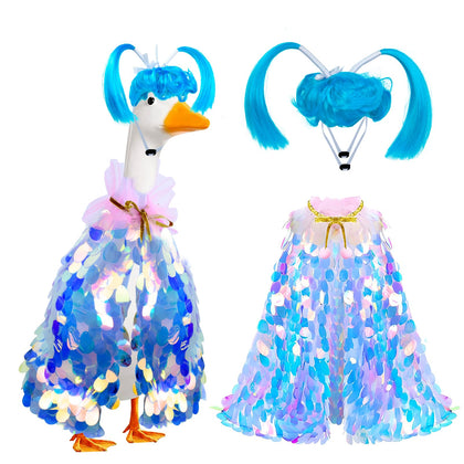 Voccos porch goose princess outfit wig adds whimsical charm to outdoor displays.