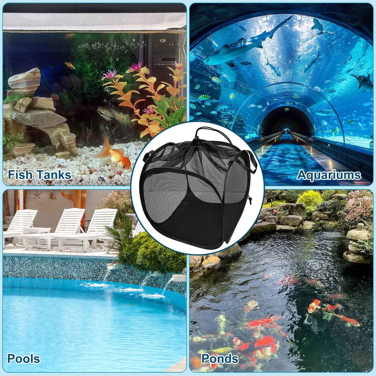 Voccos pump protection pond basket enhances circulation and keeps debris out