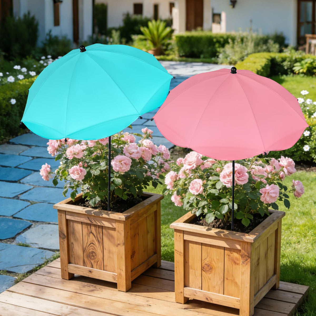 Voccos rainproof polyester canopy withstands sun and rain for reliable protection.