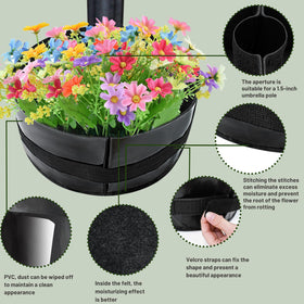 Voccos planter fits a 2-inch parasol pole for outdoor tables.