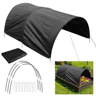 Voccos upgraded shade kit on a raised bed showing quick setup and strong coverage