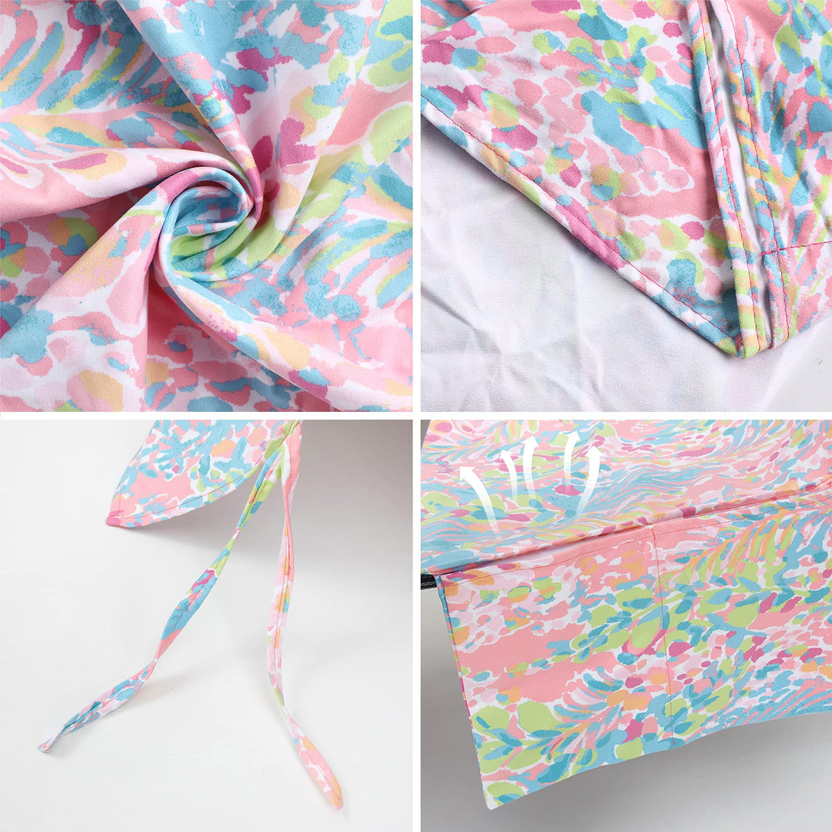 VOCOOL towel with side pockets for sunglasses and water.