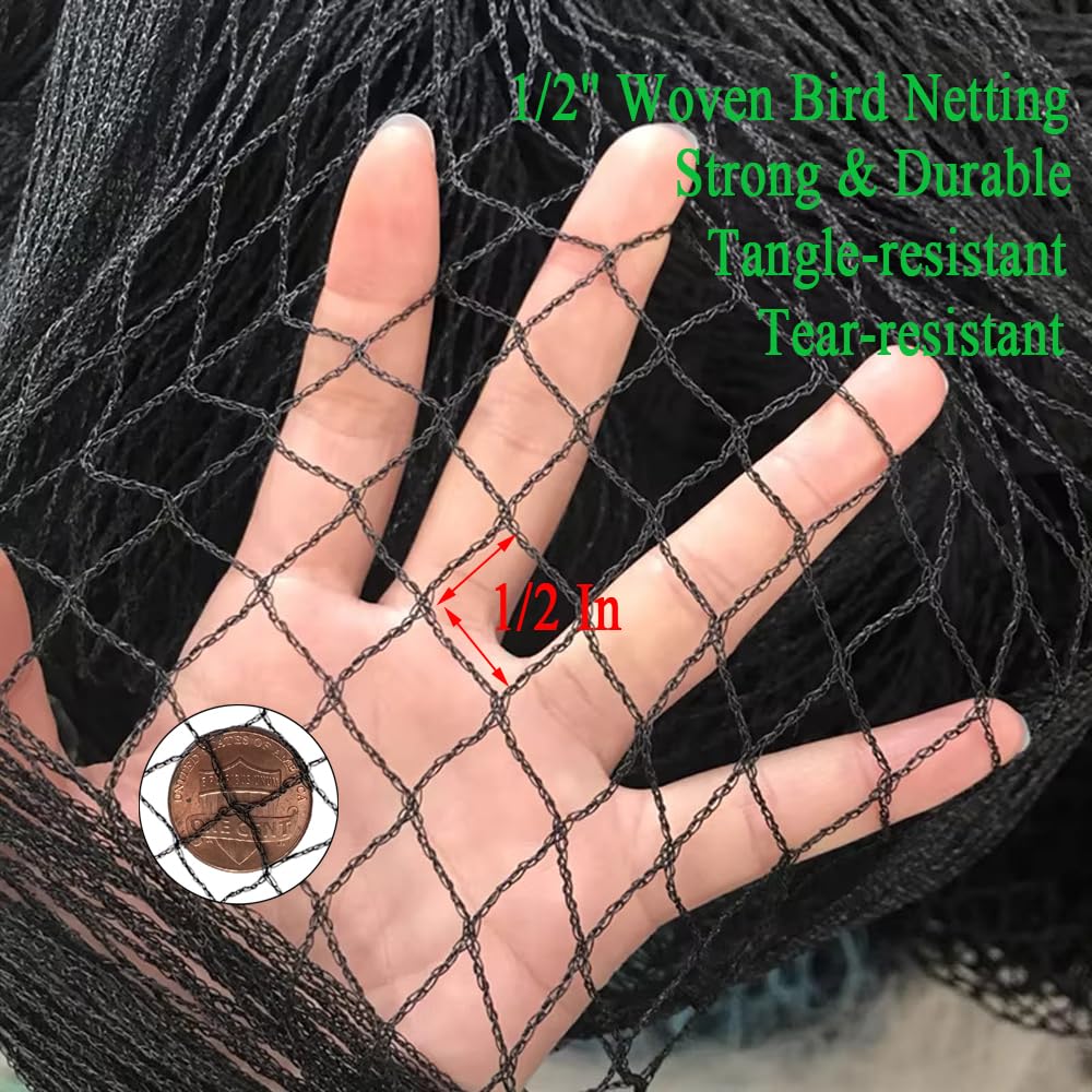 Vocray bird netting mesh 1-2 inch close-up shows durable weave for gardens