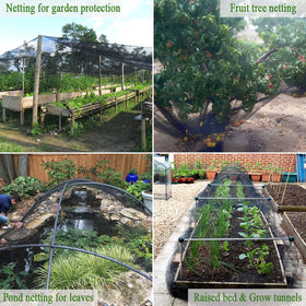 Vocray cut-to-size netting lets you tailor to rows and beds