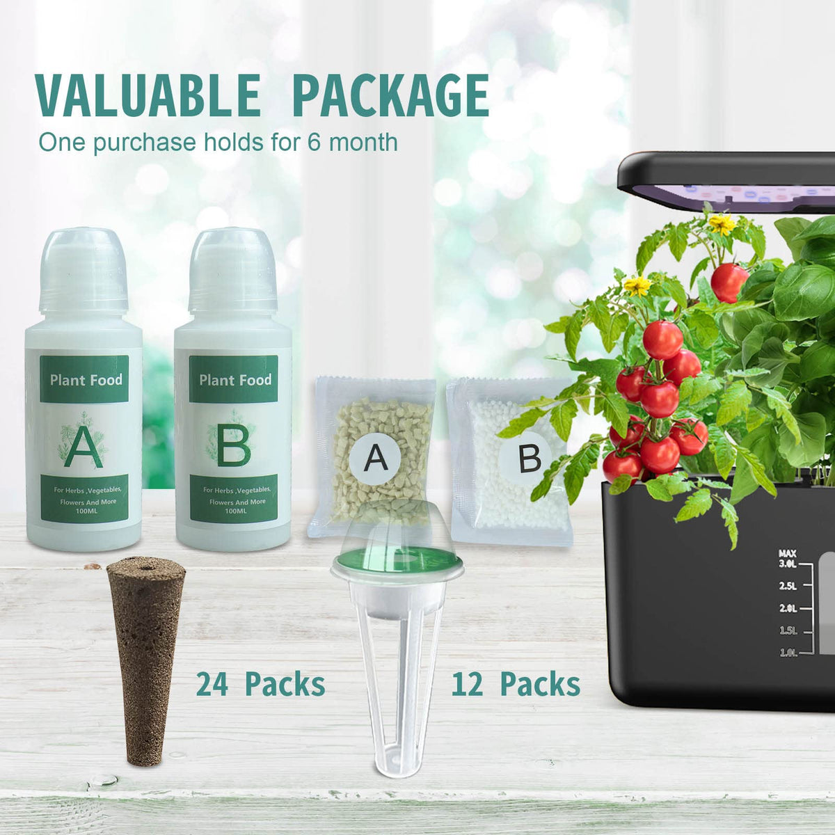 VOCRS nutrient A&B set provides balanced feeding for healthy plant growth.