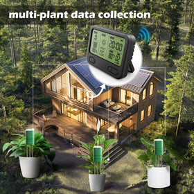 IPX5 waterproof Vodeson probes standing up to rain and dew in outdoor beds.