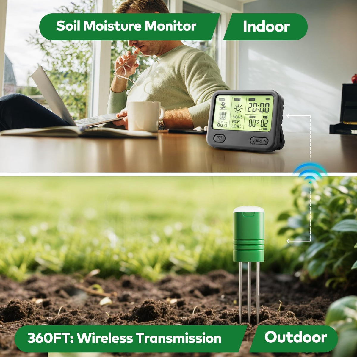 Vodeson wireless monitor panel coordinating watering across multiple garden zones.