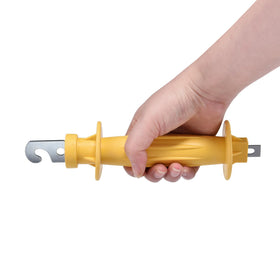 Voefig three-pack yellow gate handles for outdoor fencing setups.