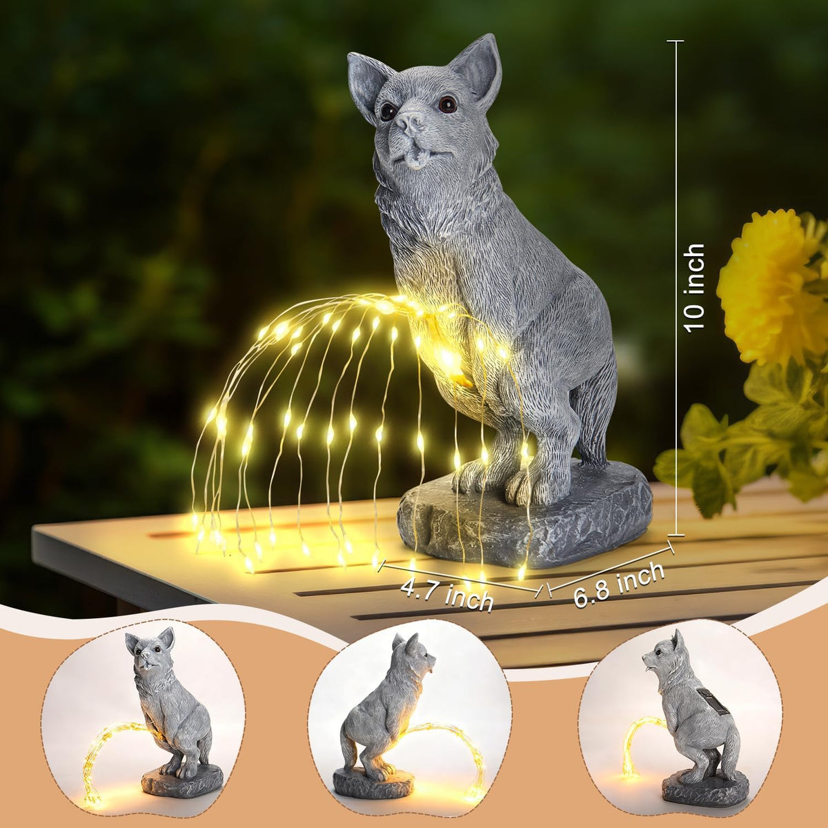 VOFSTAND outdoor statue showcases solar illumination after sunset.