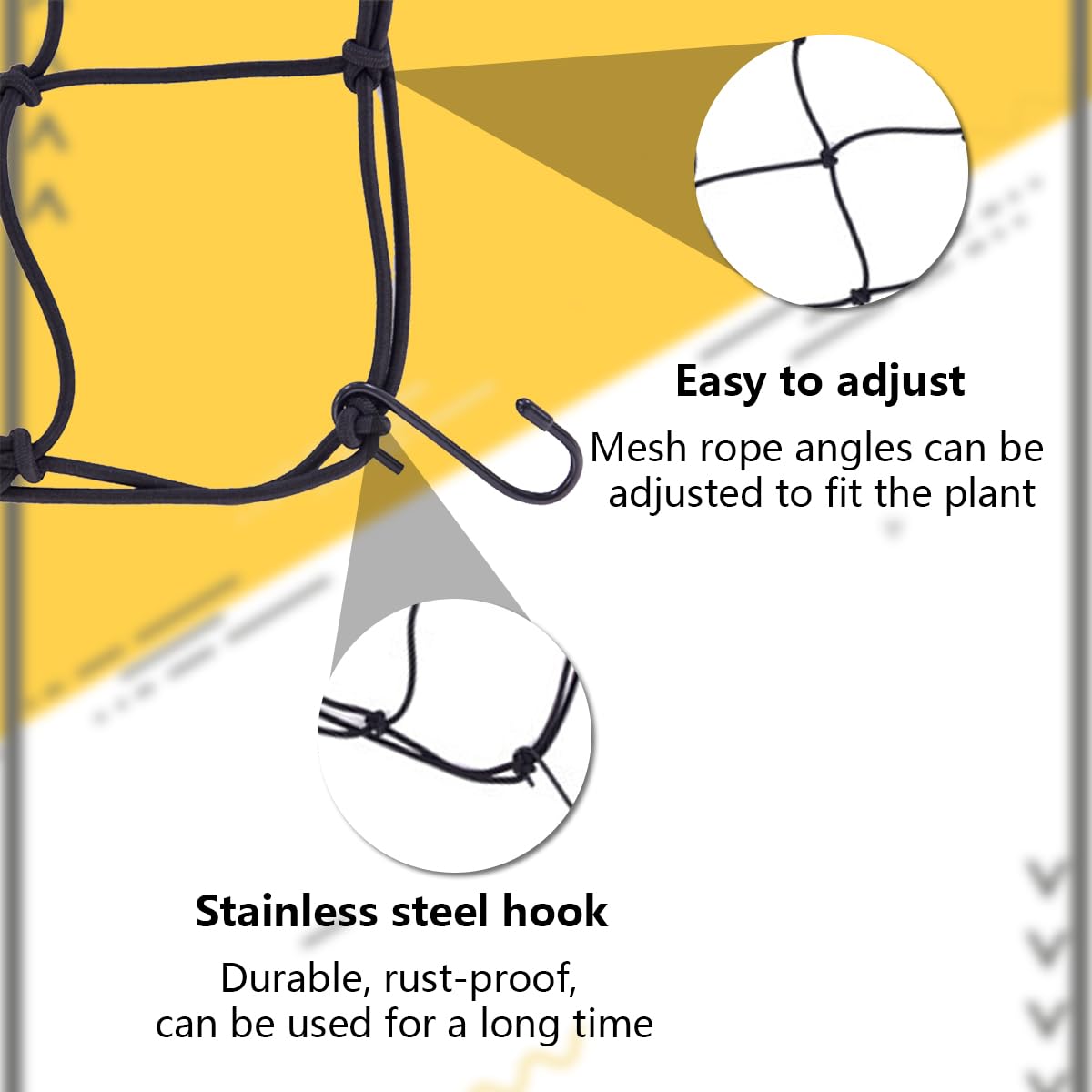 Voittoze trellis net with 12 hooks included for quick, secure installation.