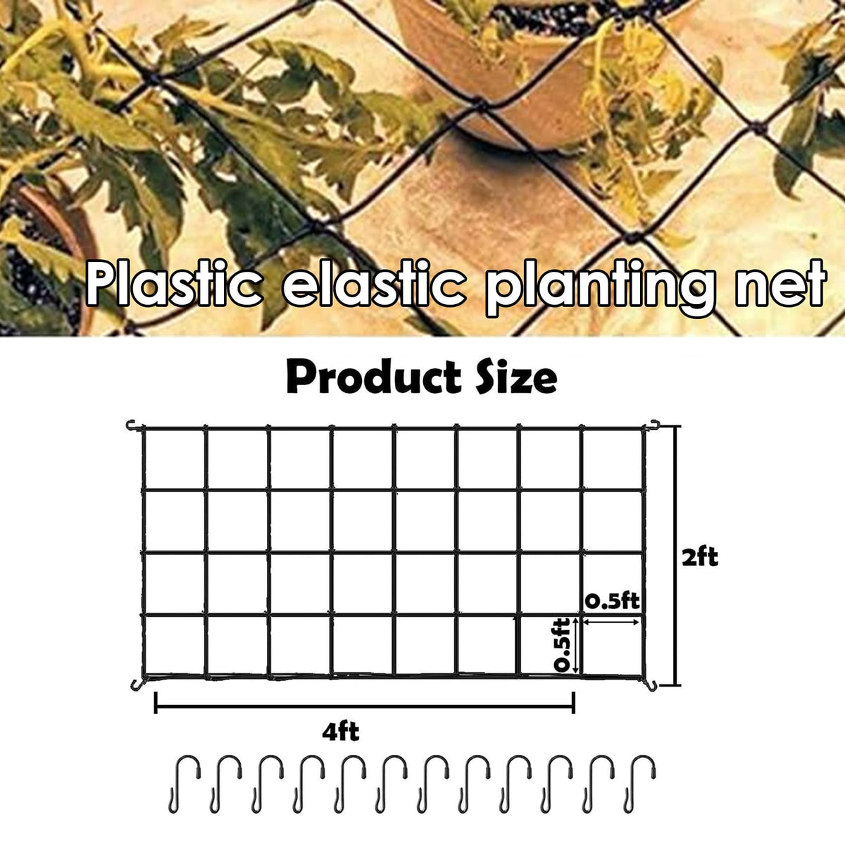 Voittozege elastic grid trellis net emphasizes flexibility to hold heavy fruits.
