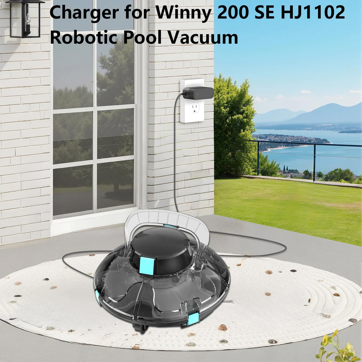 VOJSALDR 12.6V charger for Winny 200 SE, side view, compact design for tight spaces.