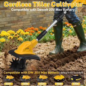 Vokoroad cordless tiller with Dewalt 20V compatibility for flexible power