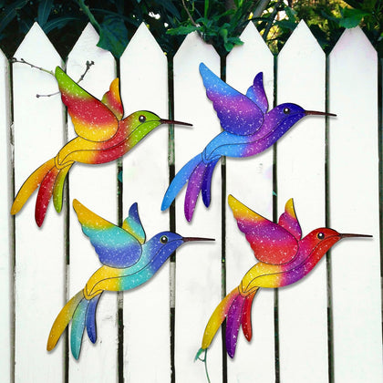 VOKPROOF hummingbird wall decor 4-pack on exterior wall for bright garden color