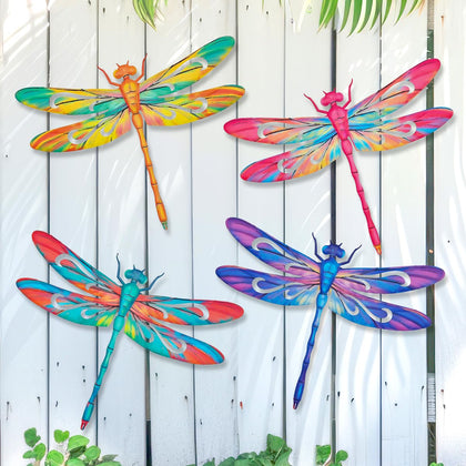 VOKPROOF metal dragonfly wall art silhouette enhances outdoor fences with vibrant color