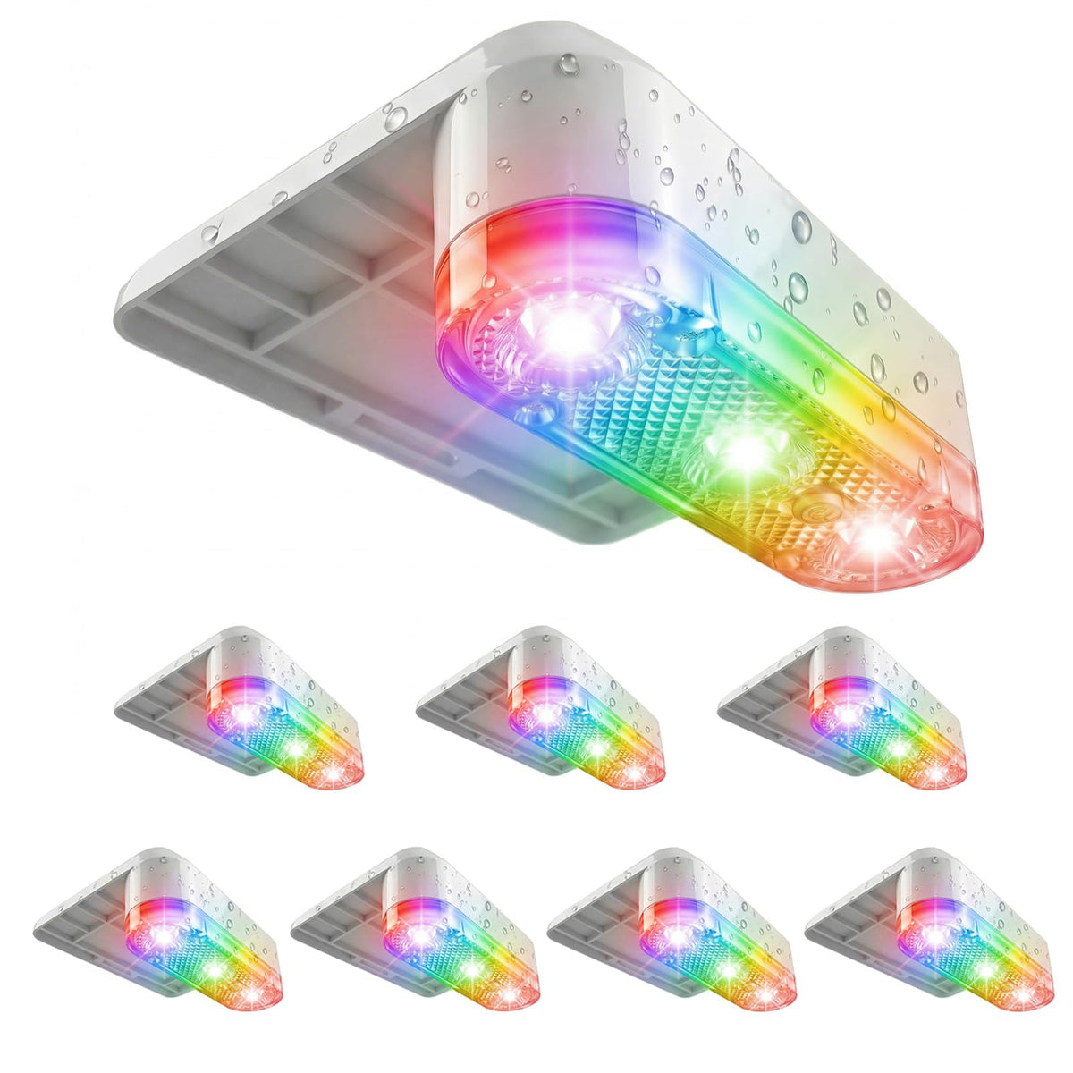 VOLISUN color modes illuminate above-ground pools with 9 RGB options for mood lighting.