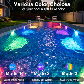 VOLISUN dusk auto-on lights glow automatically for extended evening swims.