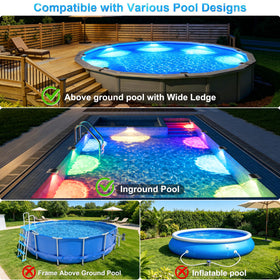 Hook-and-loop straps fit VOLISUN lights to framed or steel-wall pools