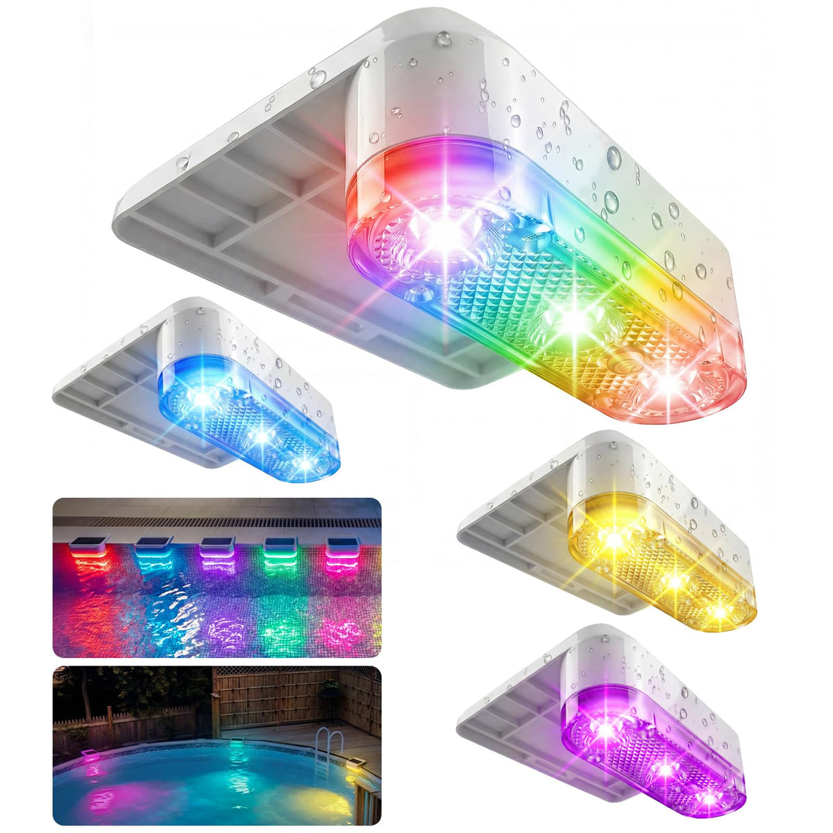 VOLISUN solar pool light with RGB modes enhances nighttime ambiance for above-ground pools