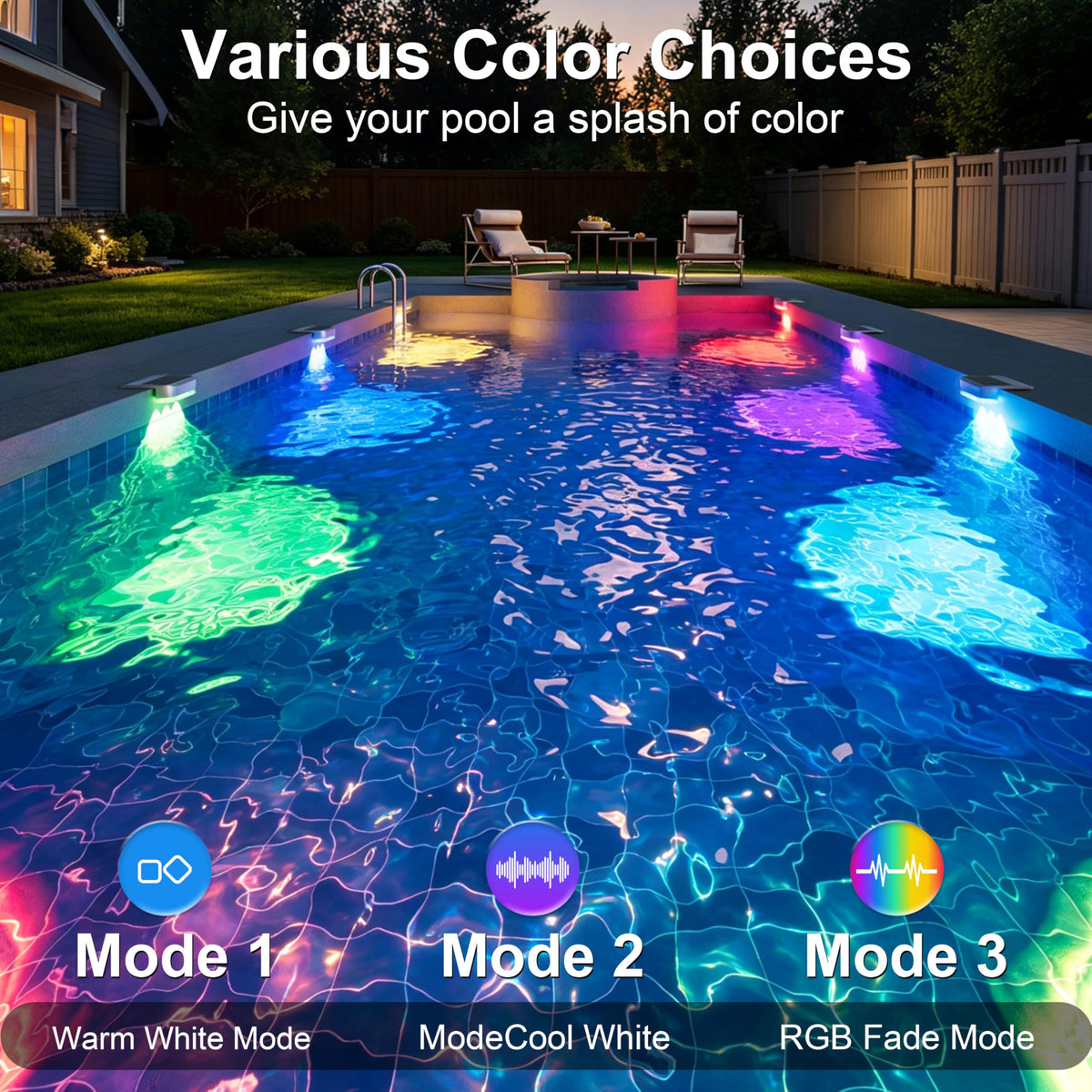 VOLISUN solar-powered pool light charges via panel for long evenings by the pool