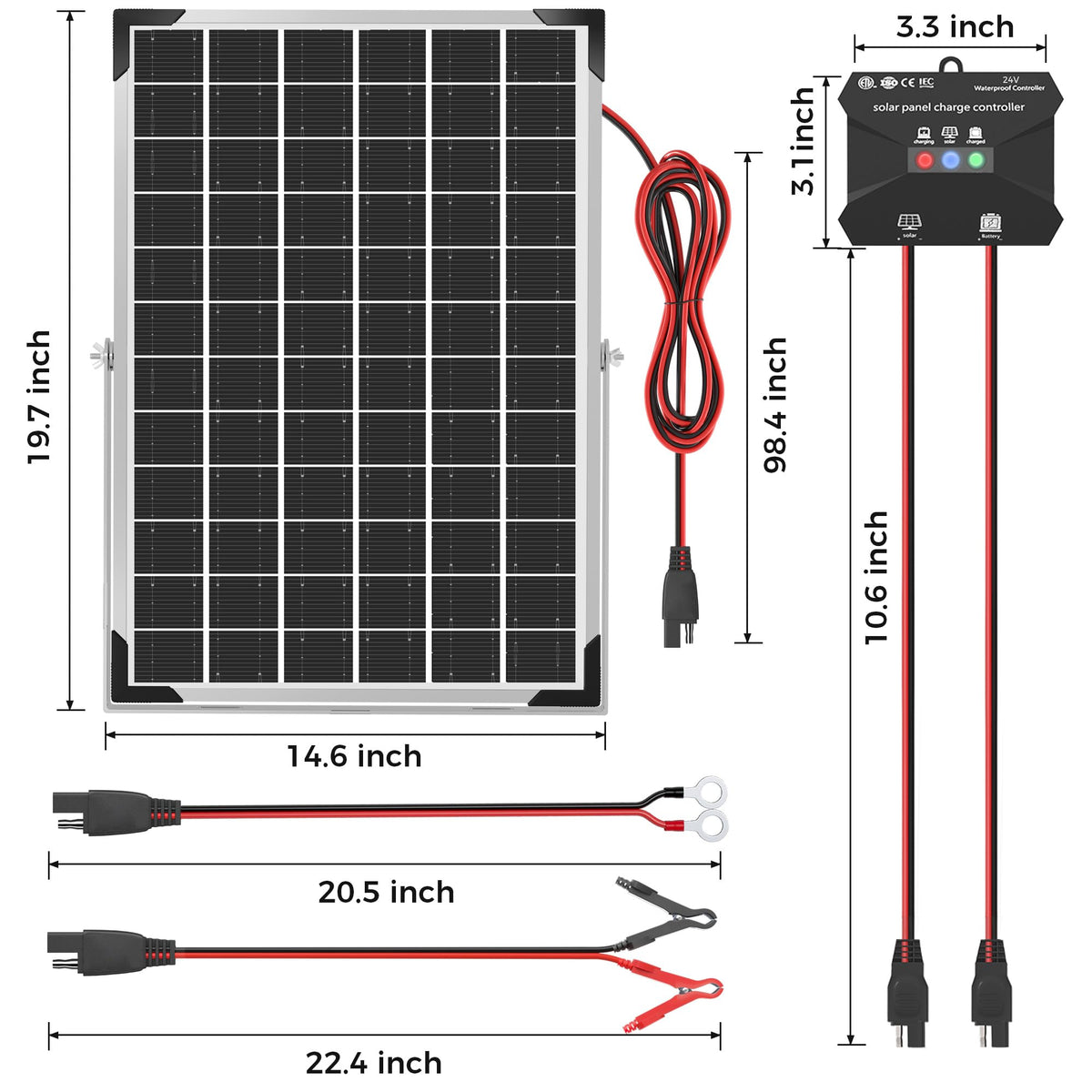 Voltset LED status indicators show charging, sun, or full charge.