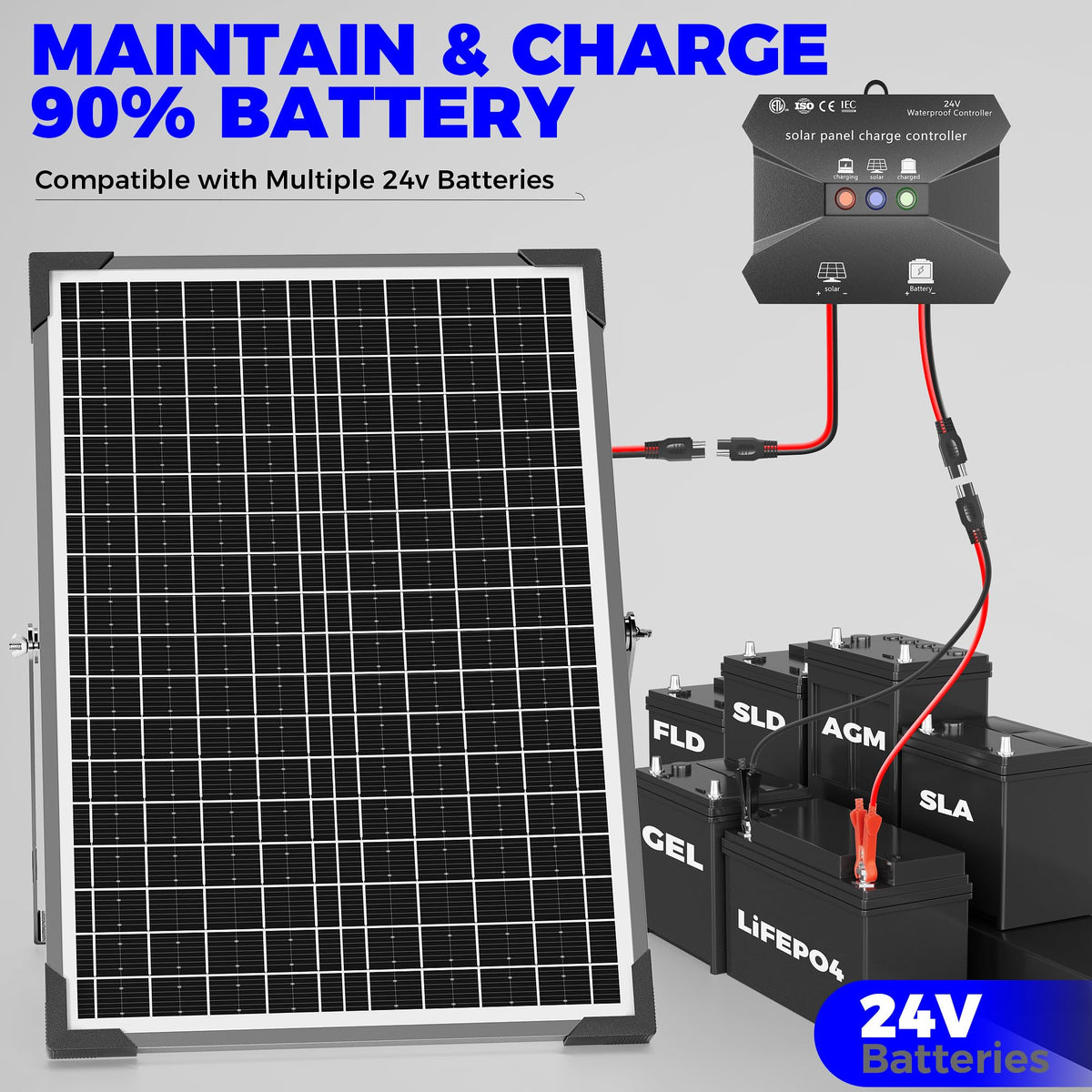 Voltset weatherproof solar panel designed for outdoor use.