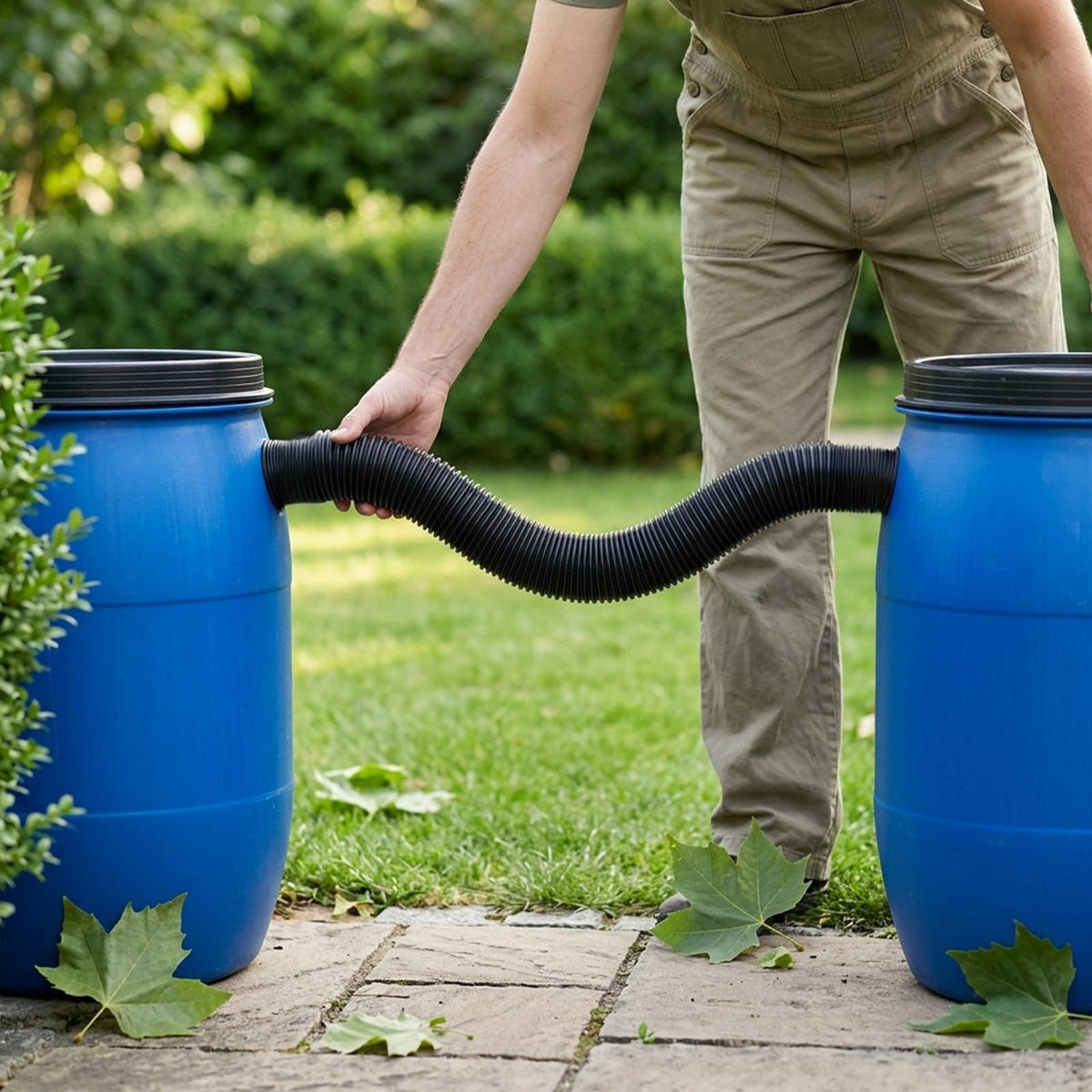Volwiqu stretchable hose connector showing adjustable length for varied setups