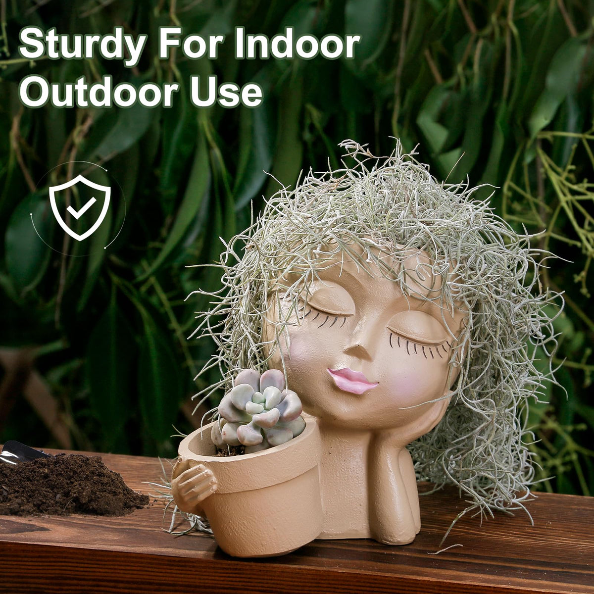vomiceak resin head planter is lightweight yet sturdy for any space