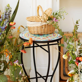 Vonluce 14-inch round table ceramic tile top enhances any room.