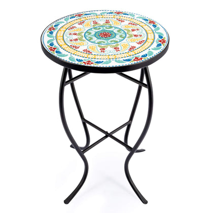 Vonluce 21-inch mosaic plant stand top for colorful plant displays.